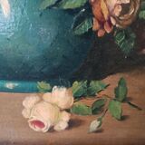Large oil painting on canvas - Vase with flowers - Still life - Ita