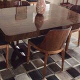 Art Deco flaming walnut dining table