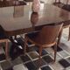 Art Deco dining table in flamed walnut