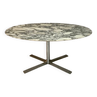 C. 1970 - Arabescato marble dining table with chrome/aluminum base