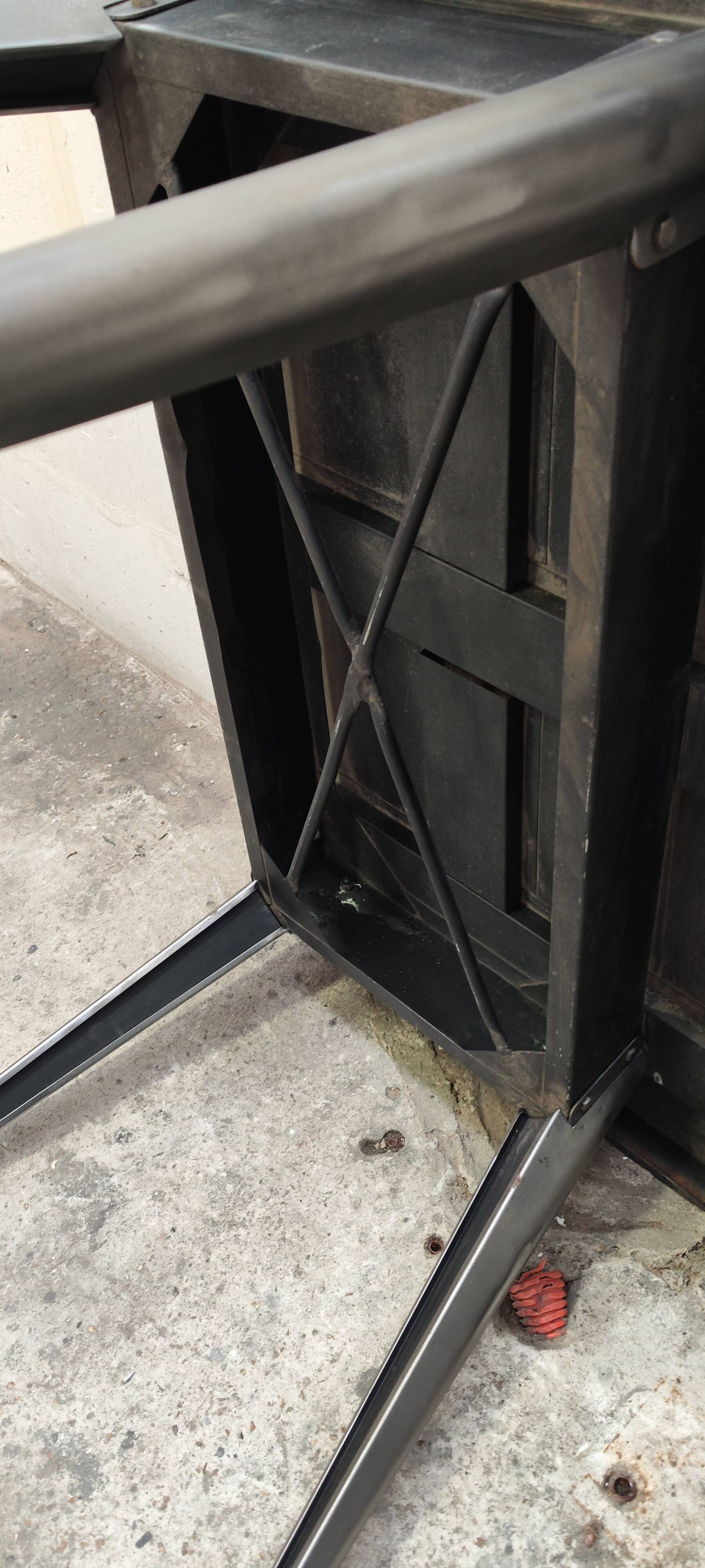 Antique large Tolix A table in brushed metal