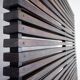 Slatted wood panel room divider or slatted coat rack with 10 mobile hooks