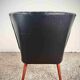 Pair of vintage club armchairs in black leatherette – 1950s