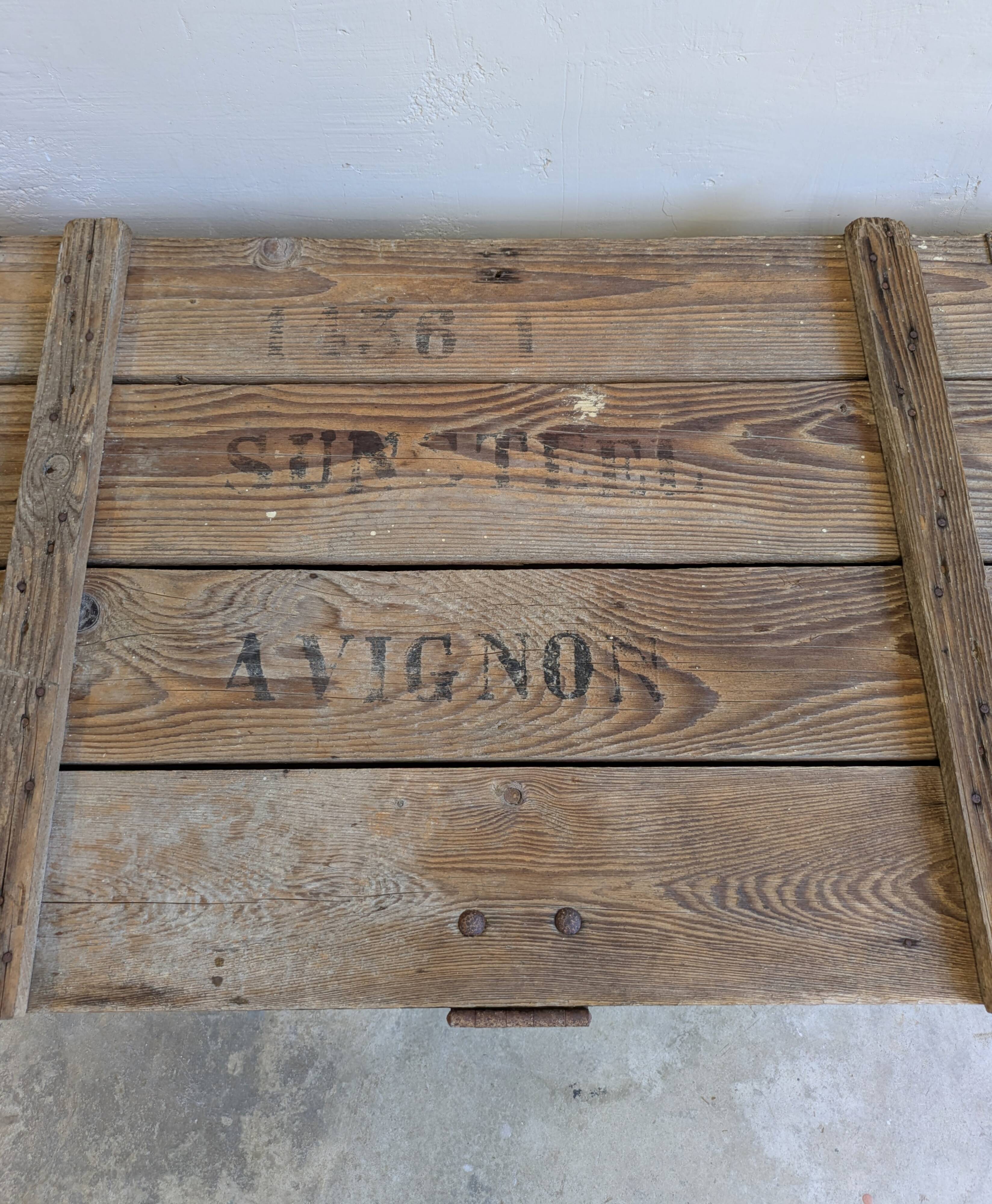 Antique patinated wooden chest – coffee table