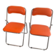Vintage folding chairs Soudexvinyl Chrome / orange faux leather