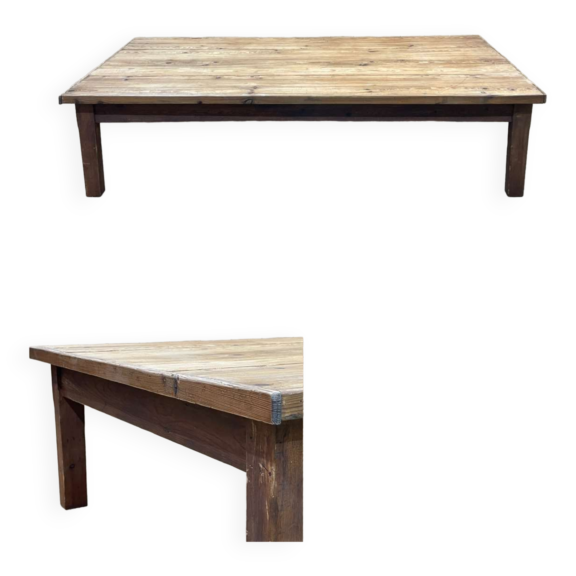 Large 1930s pitch pine coffee table