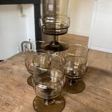 4 vintage smoked glass glasses