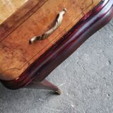 Italian Mid-Century brown wooden and brass dressing table with large mirror, 1950s.