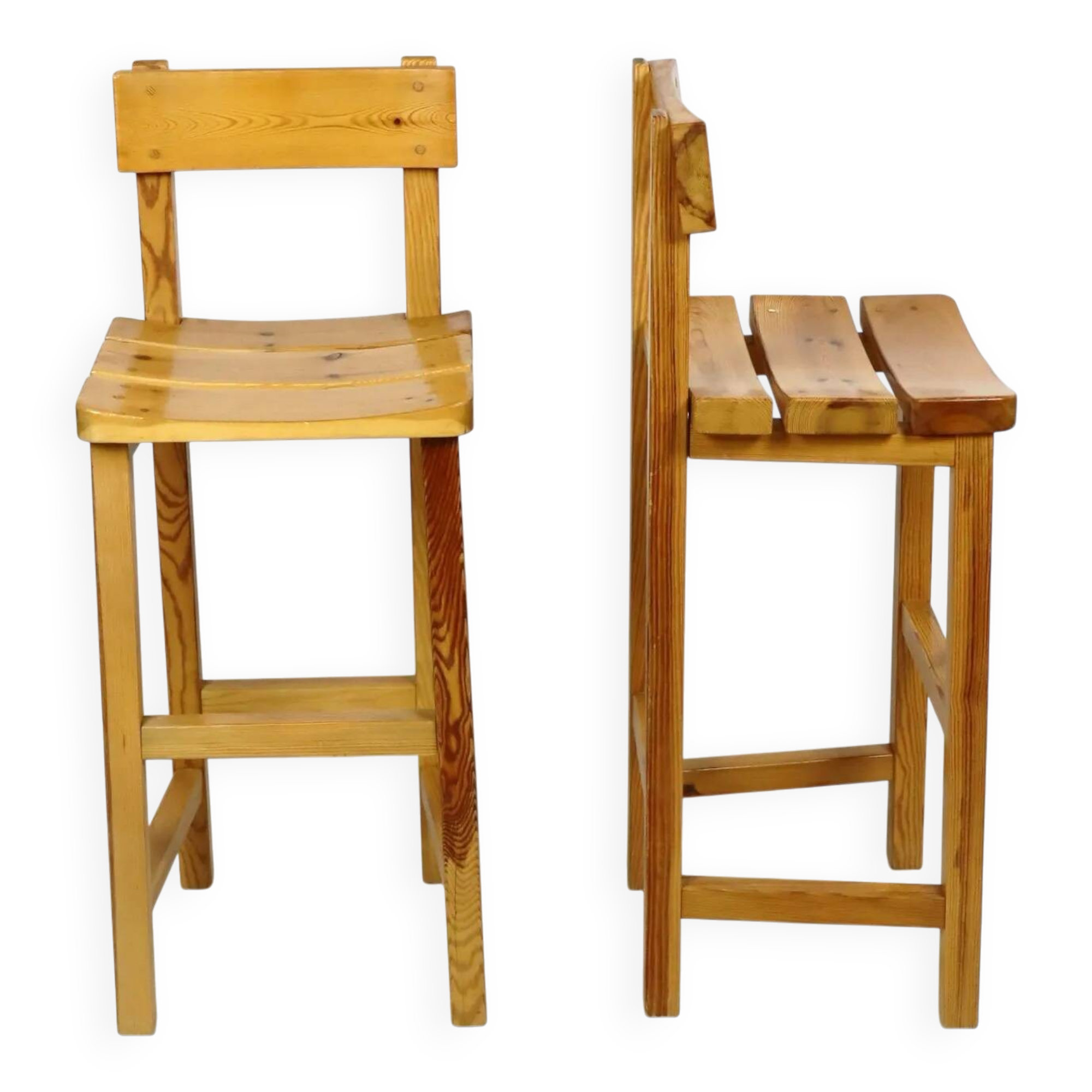 Paire de tabourets de bar en pin massif