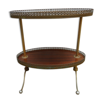 Oval two-tray serving table