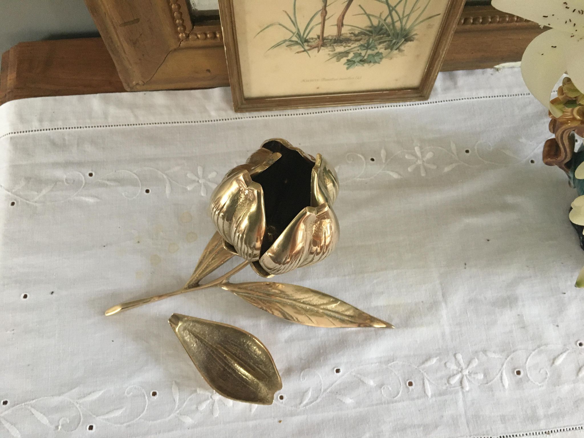 Cendrier fleur en laiton