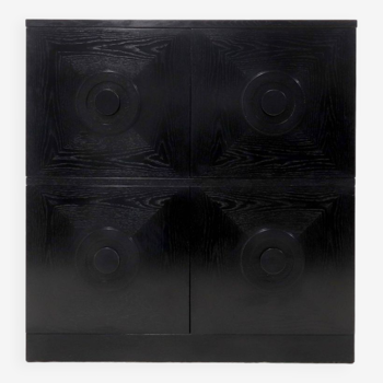 Belgium Brutalist Ebonized Oak Cabinet 1970s