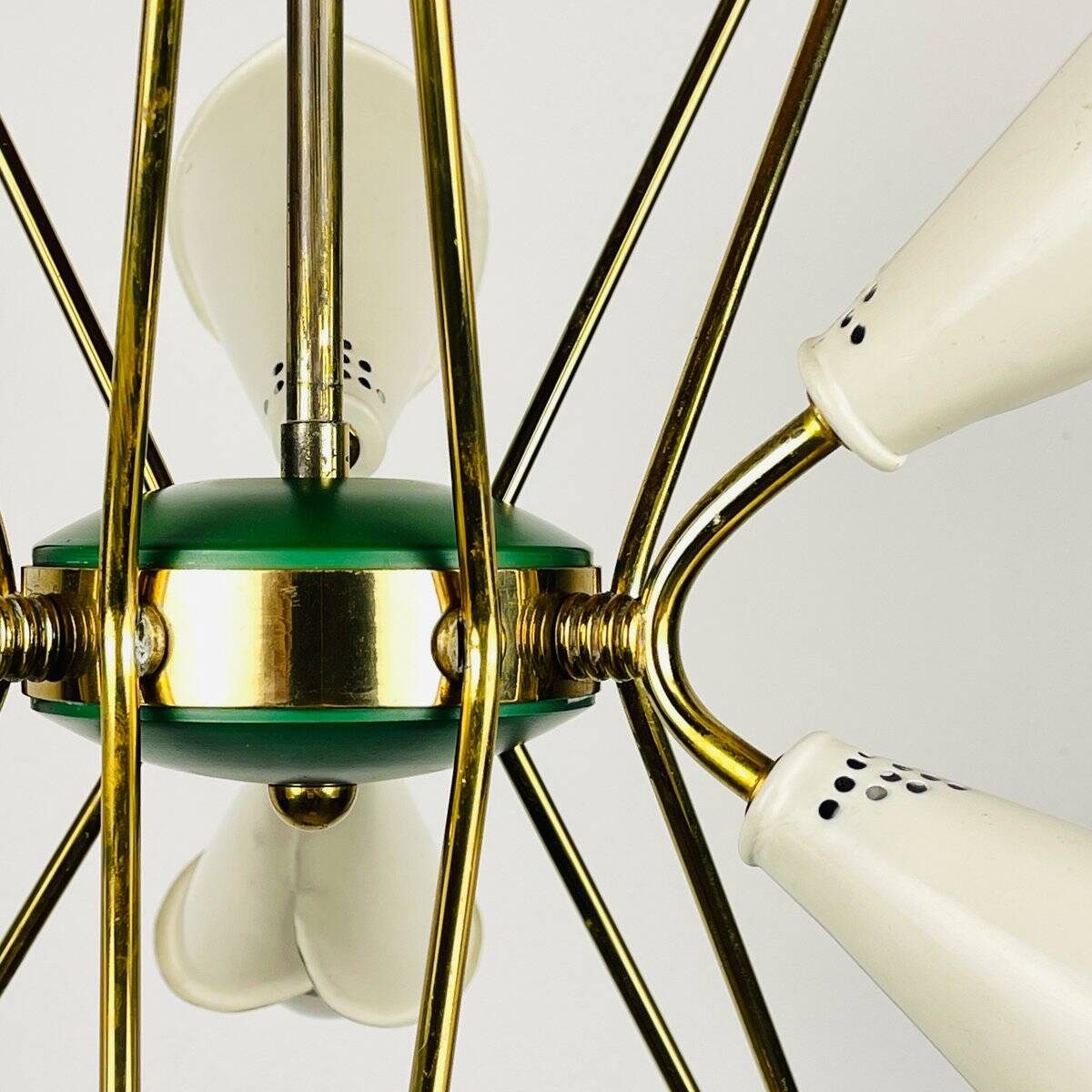 Metal chandelier mid-century modernist by Stilnovo, 1970s