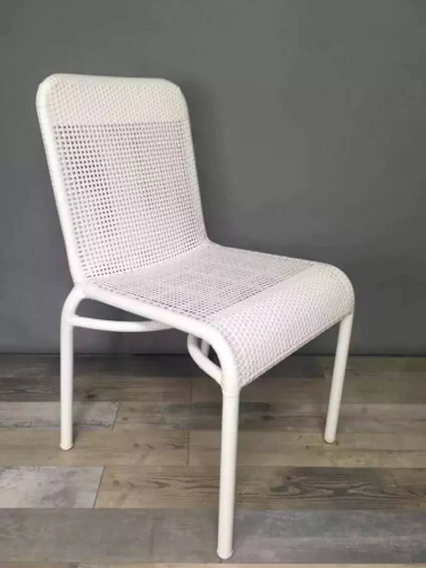 White woven resin garden chair