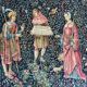 Reproduction tapisserie murale tissée main "Cueillette de fruits XVIème s. Musée du Louvre