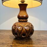 Vintage 70s table lamp – Sculpted ceramic with original shade