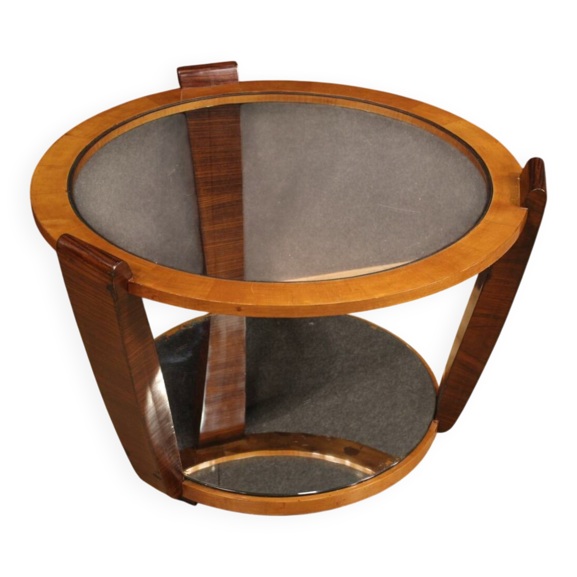 Table basse italienne en bois et verre, années 60