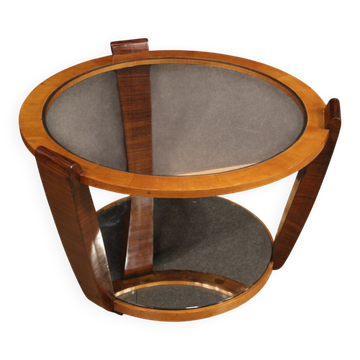 Table basse italienne en bois et verre, années 60