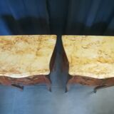 Pair of Louis XV style bedside tables in marquetry