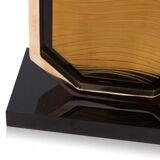 Gold plated desk lamp and brass print