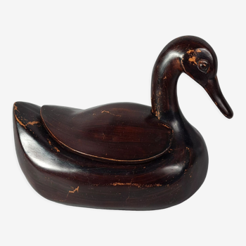 Wooden box depicting a duck