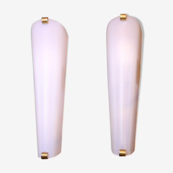 Pair of brass and perspex sconces, France