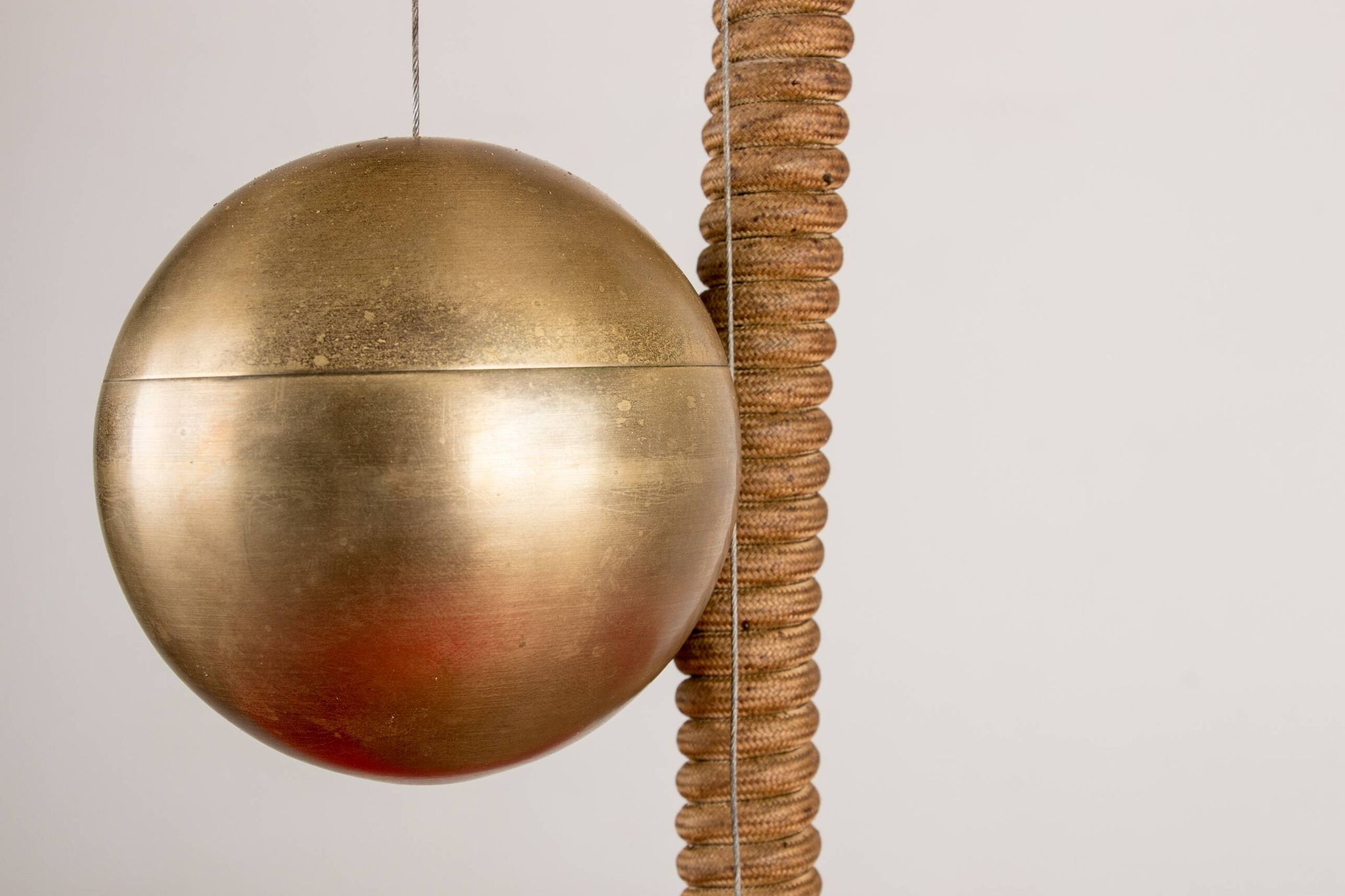 Large pendant light, adjustable in height, in glass and brass, Orion model by Schwarz and Staff Leucht