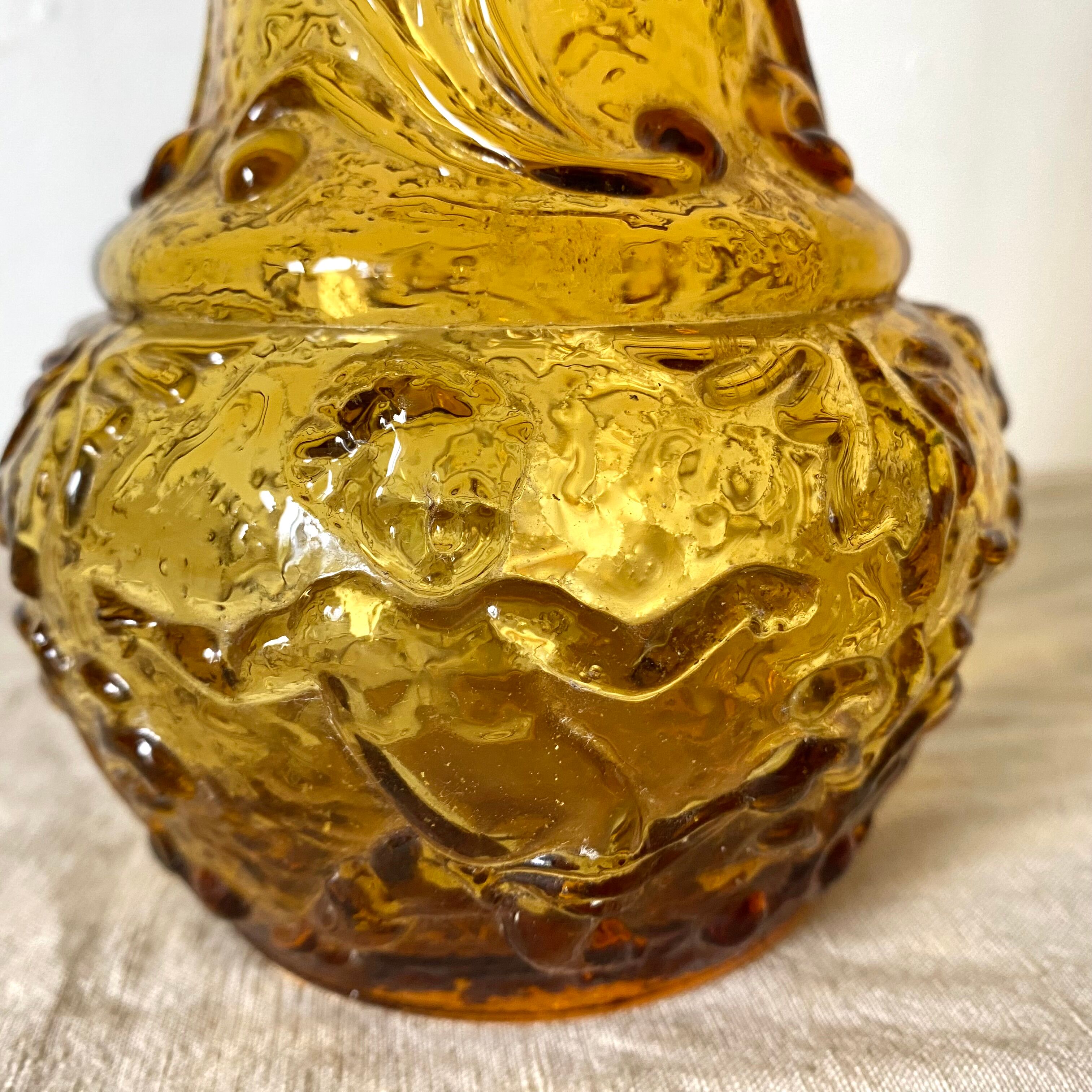 Bottle, amber glass vase angels