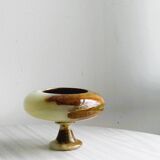 Marbled onyx box with lid - empty pocket bowl on marble base.
