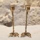 Pair of gilded bronze candlestick holders in brutalist style from around 1970.