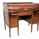 Edwardian tambour roll top mahogany desk