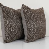 Set of two organic wool outdoor turkish old kilim pillow covers