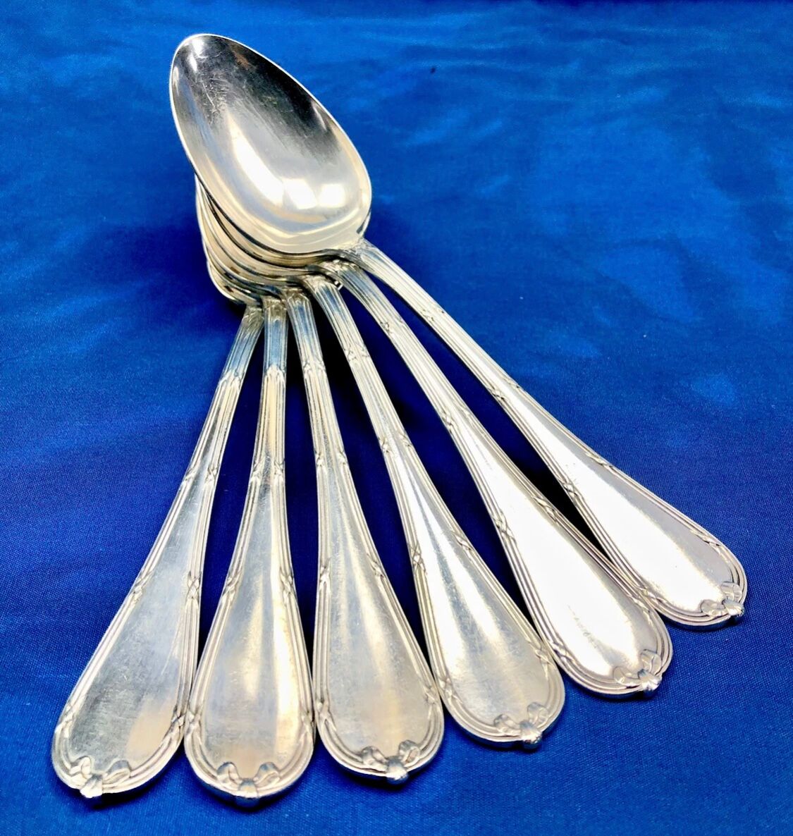 6 silver-plated metal tablespoons Christofle model Crossed Ribbons