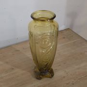 Large Art Deco yellow glass vase