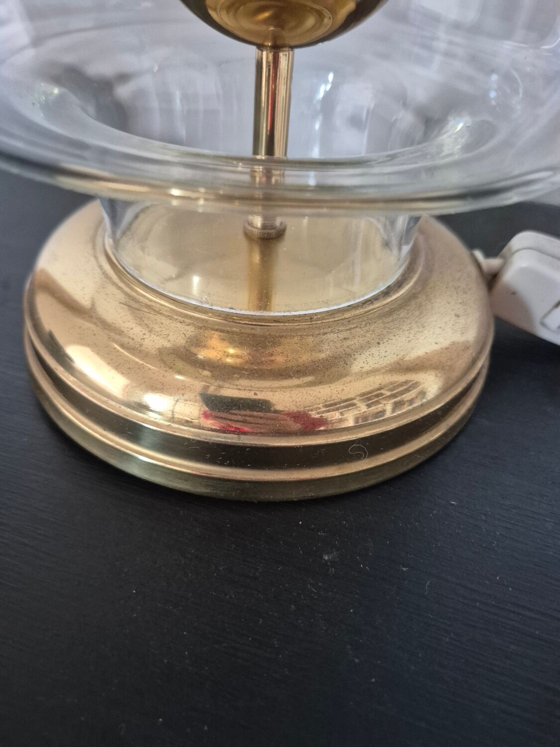 Vintage Art Deco lamp, brass and glass,