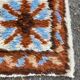 Long Persian rug in knotted wool, burgundy blue, flowers, handmade 300x90