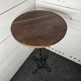 High table with cast iron legs and solid oak top