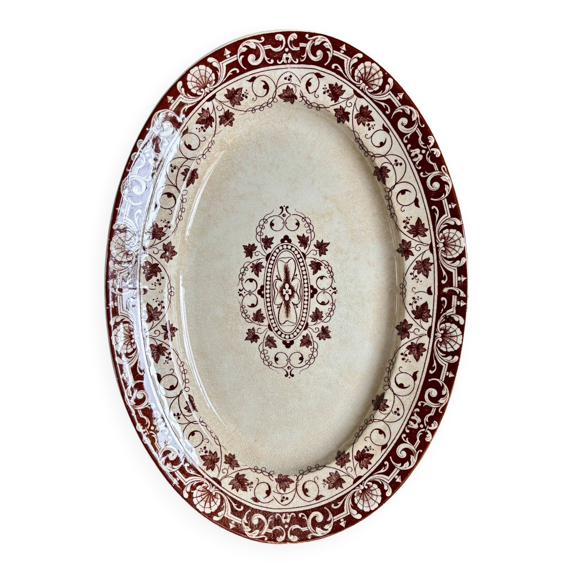 Jules Vieillard oval dish - Bordeaux in iron earth, "Louis XV" service