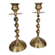 Pair of twisted brass candle holders