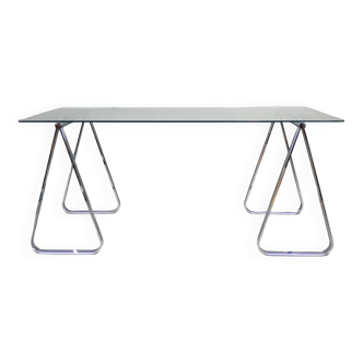 chrome trestle table