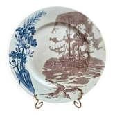 Antique plate Terre de Fer Clairefontaine Marine model