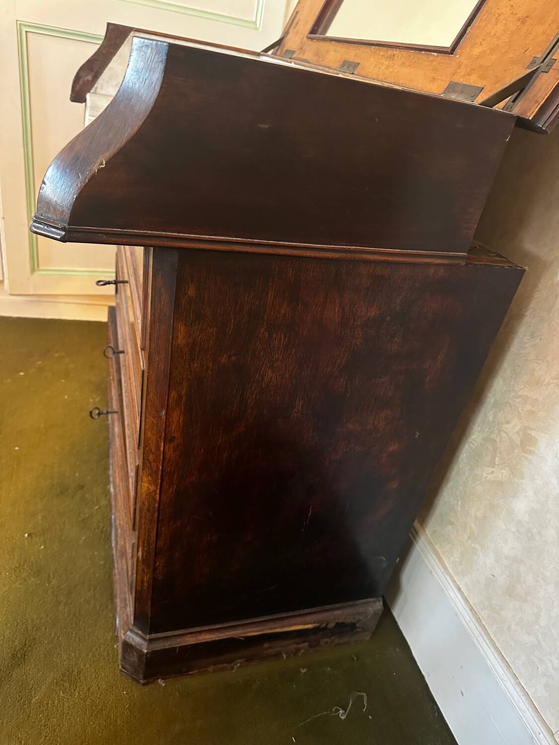 19th-century walnut and marble toilet commode in Louis Philippe style