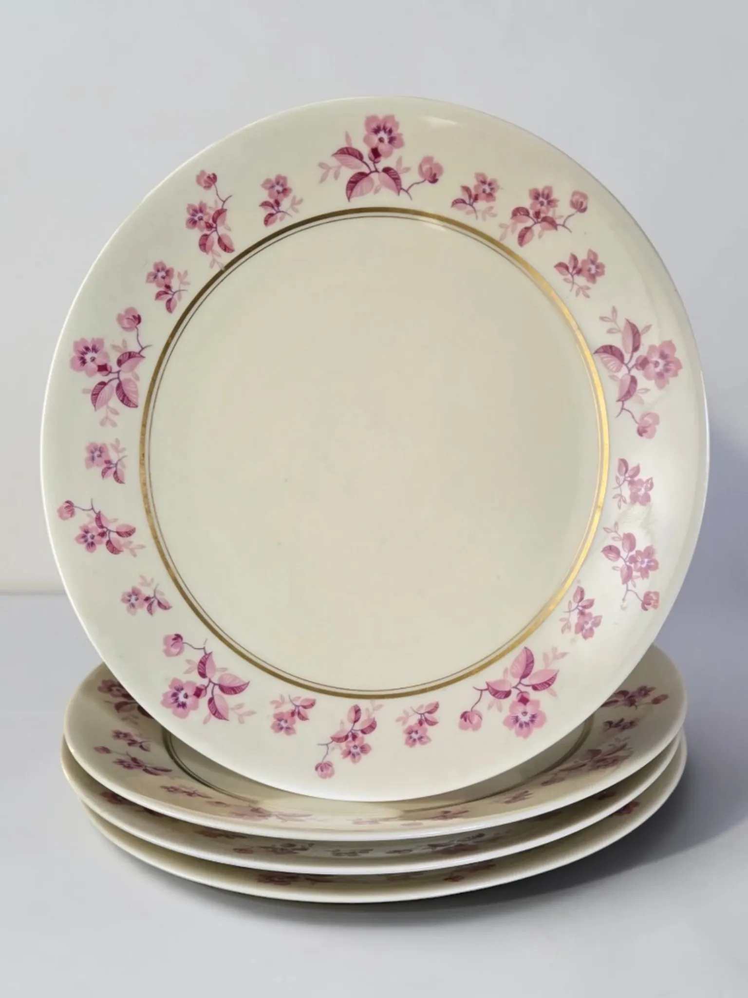 4 flat plates in fine Limoges porcelain from the Raynaud house.