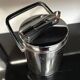 Vintage stainless steel ice bucket with lid and tongs - Made in Japan