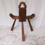 Brutalist tripod chairs in solid wood