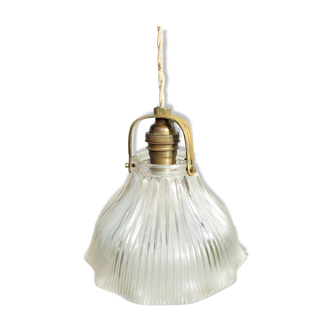 Holophane ridged glass suspension made in Belgium