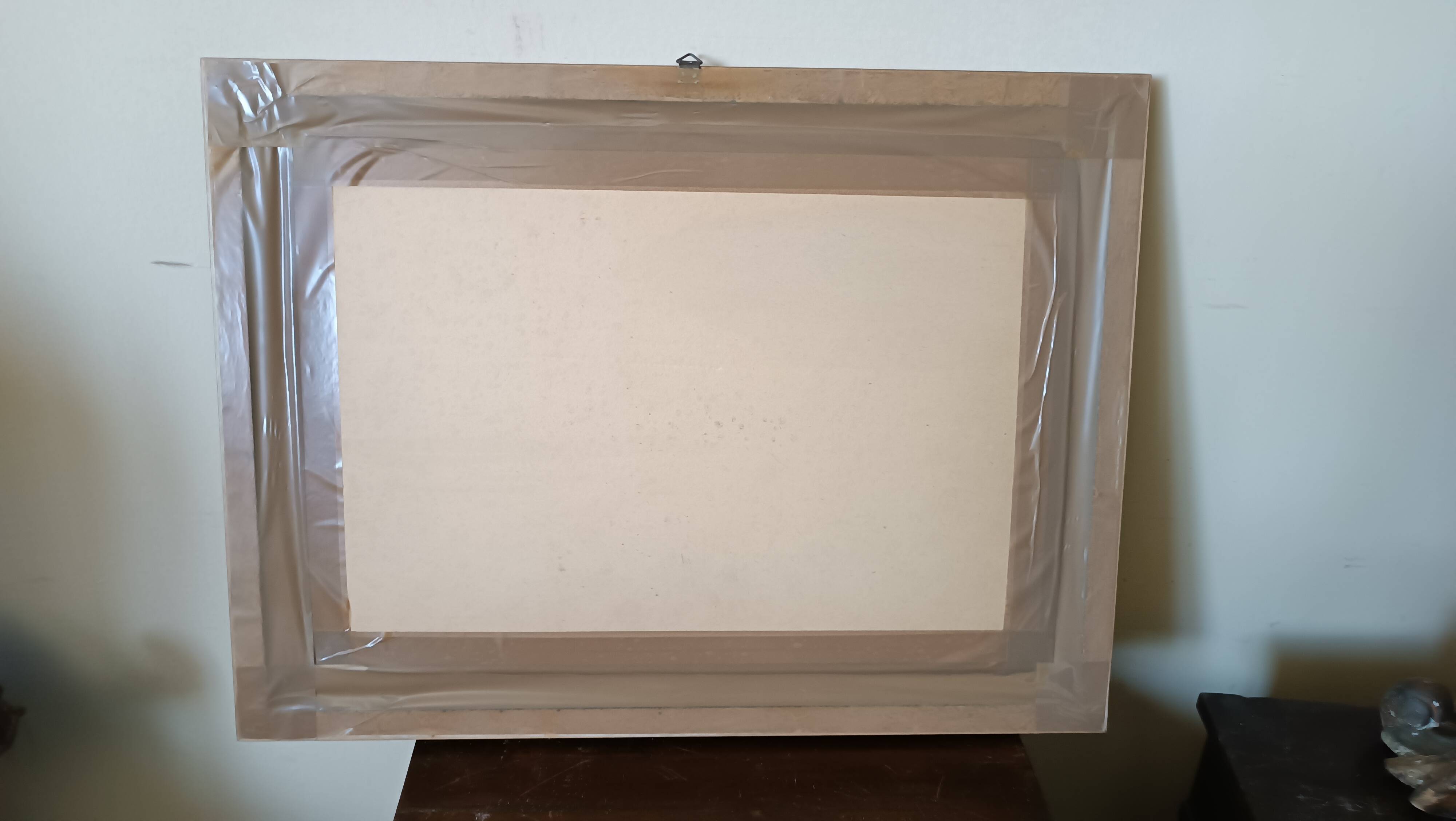 Mixed media painting on bare cardboard by Bruno Saetti