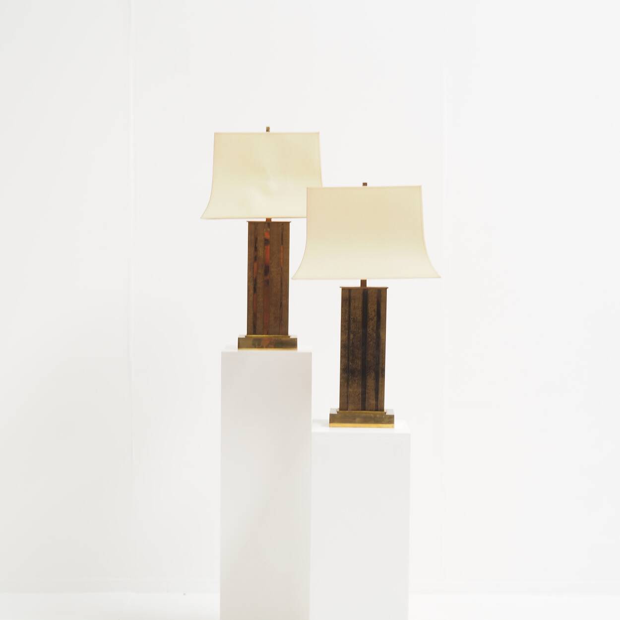 Pair of Large Brass Table Lamps by Willy Daro, Belgium, 1970s