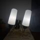 Double corner wall light 1950s 1960s in gilded metal with glass tulips.