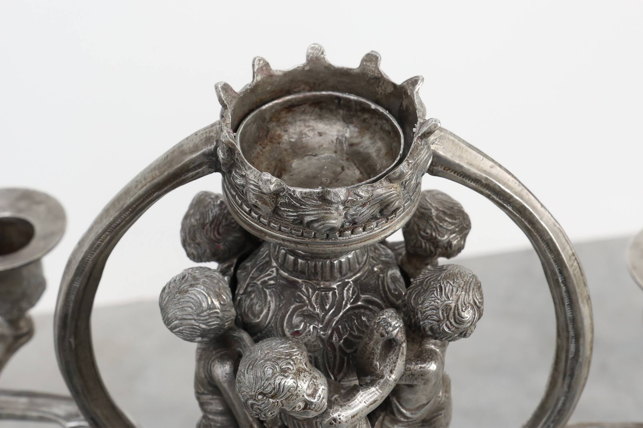 Art Nouveau tin candle holder by Achille Gamba, Italy ca. 1900